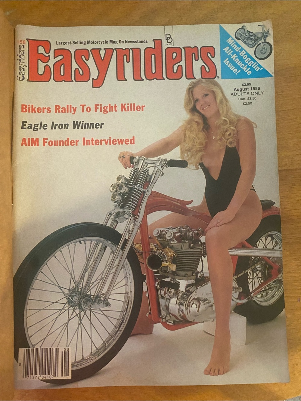 Easy Riders Magazine August 1986  mailing cover on.